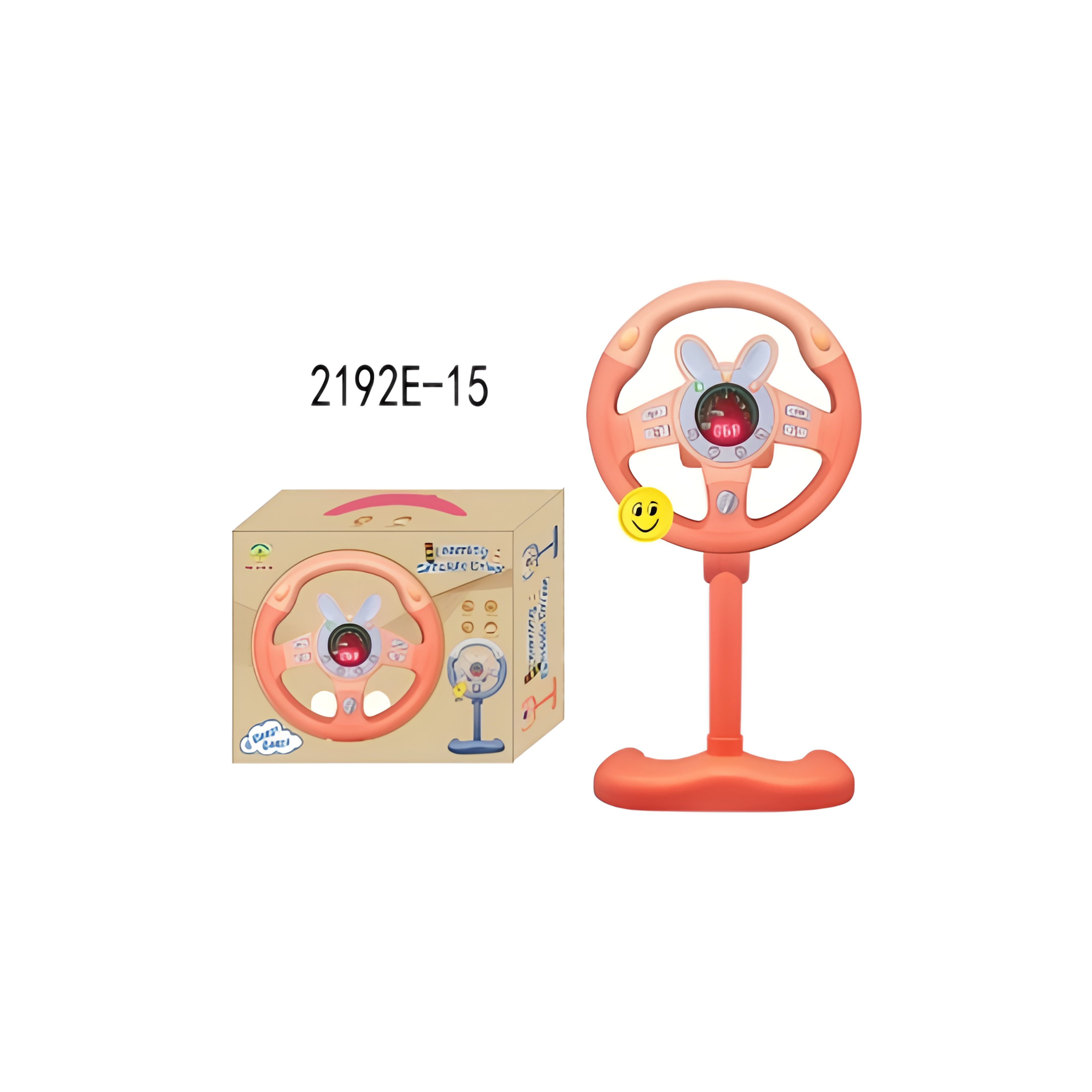 "Upright steering wheel in grapefruit pink  Cute bunny 2192E-15"